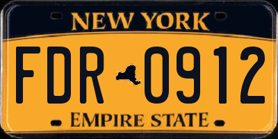 NY license plate FDR0912