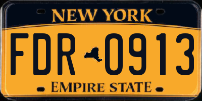 NY license plate FDR0913