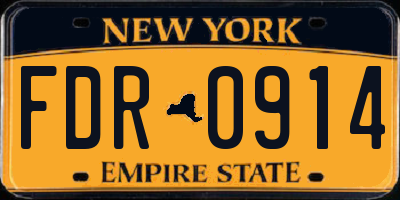 NY license plate FDR0914