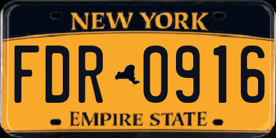 NY license plate FDR0916