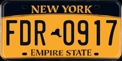 NY license plate FDR0917