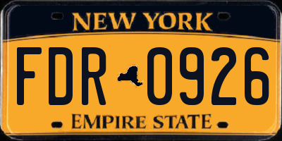 NY license plate FDR0926