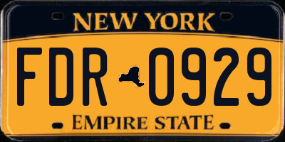 NY license plate FDR0929
