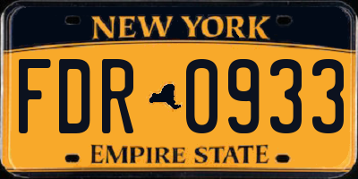 NY license plate FDR0933