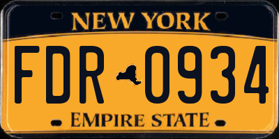 NY license plate FDR0934