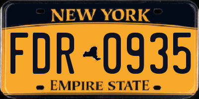 NY license plate FDR0935