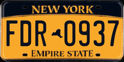 NY license plate FDR0937