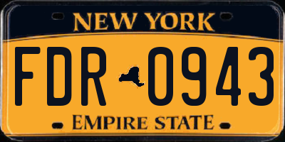 NY license plate FDR0943