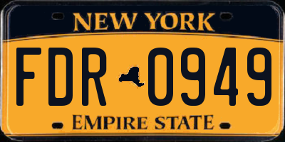 NY license plate FDR0949
