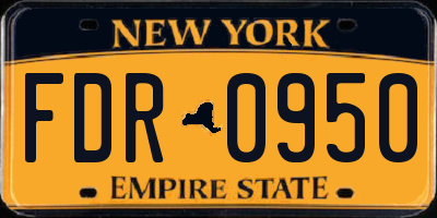 NY license plate FDR0950