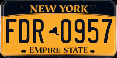NY license plate FDR0957