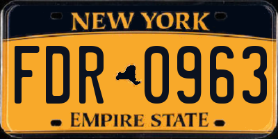 NY license plate FDR0963