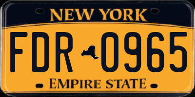 NY license plate FDR0965