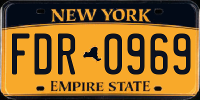 NY license plate FDR0969