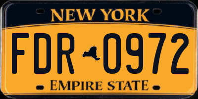 NY license plate FDR0972