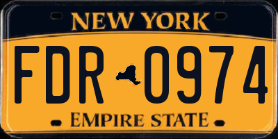 NY license plate FDR0974