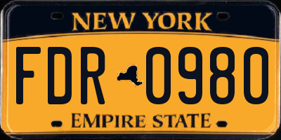 NY license plate FDR0980