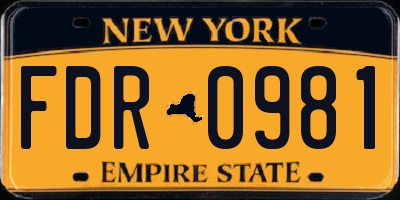 NY license plate FDR0981
