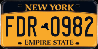NY license plate FDR0982
