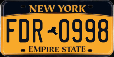 NY license plate FDR0998