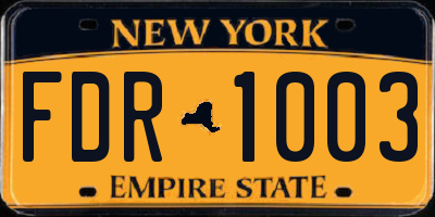 NY license plate FDR1003