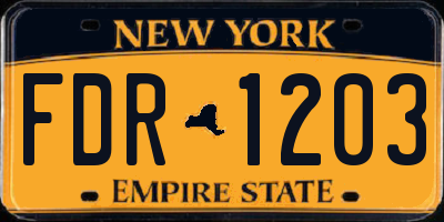 NY license plate FDR1203