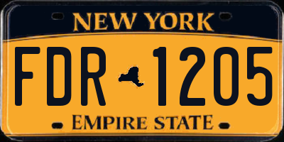 NY license plate FDR1205