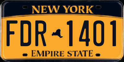 NY license plate FDR1401