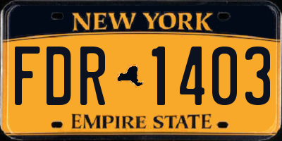 NY license plate FDR1403
