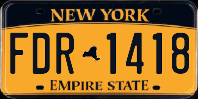 NY license plate FDR1418