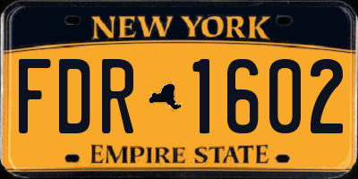 NY license plate FDR1602