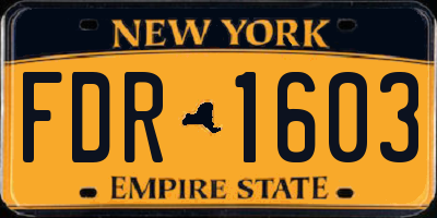 NY license plate FDR1603