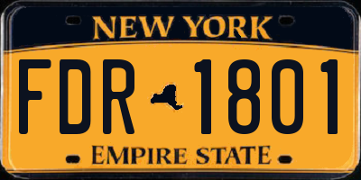 NY license plate FDR1801