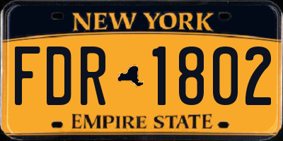 NY license plate FDR1802