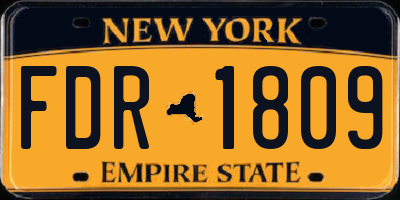 NY license plate FDR1809