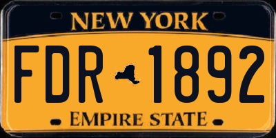 NY license plate FDR1892