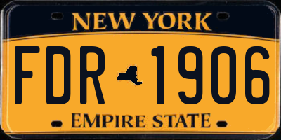NY license plate FDR1906
