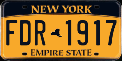 NY license plate FDR1917
