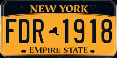 NY license plate FDR1918