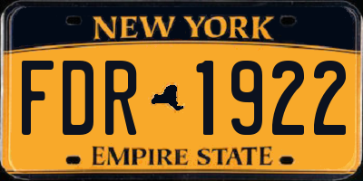 NY license plate FDR1922