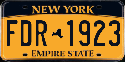 NY license plate FDR1923