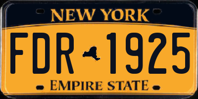 NY license plate FDR1925
