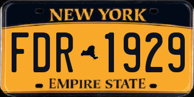 NY license plate FDR1929