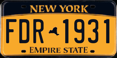 NY license plate FDR1931