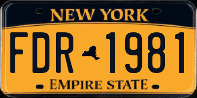 NY license plate FDR1981