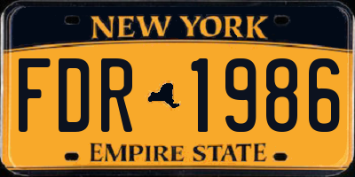 NY license plate FDR1986