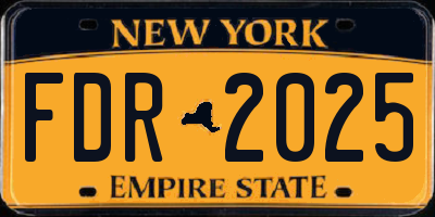 NY license plate FDR2025