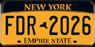 NY license plate FDR2026