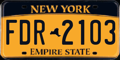NY license plate FDR2103