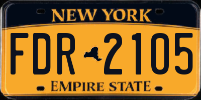 NY license plate FDR2105